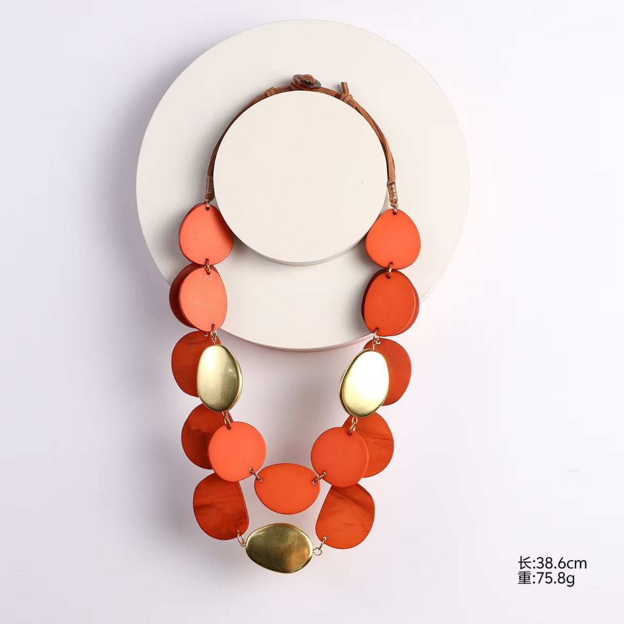 Bohemian Acrylic Necklace - Round Sequined Layered Chain Pendant
