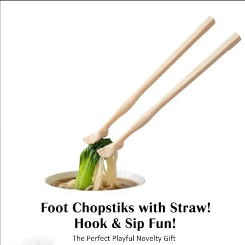 Foot Chopsticks with Straw - Novelty Gag Gift