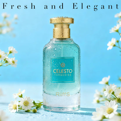 RIIFFS Celesto Turquoise Cologne for Men Warm Spicy Gourmand 3.4 Fl Oz Eau de Parfum Perfume for Men