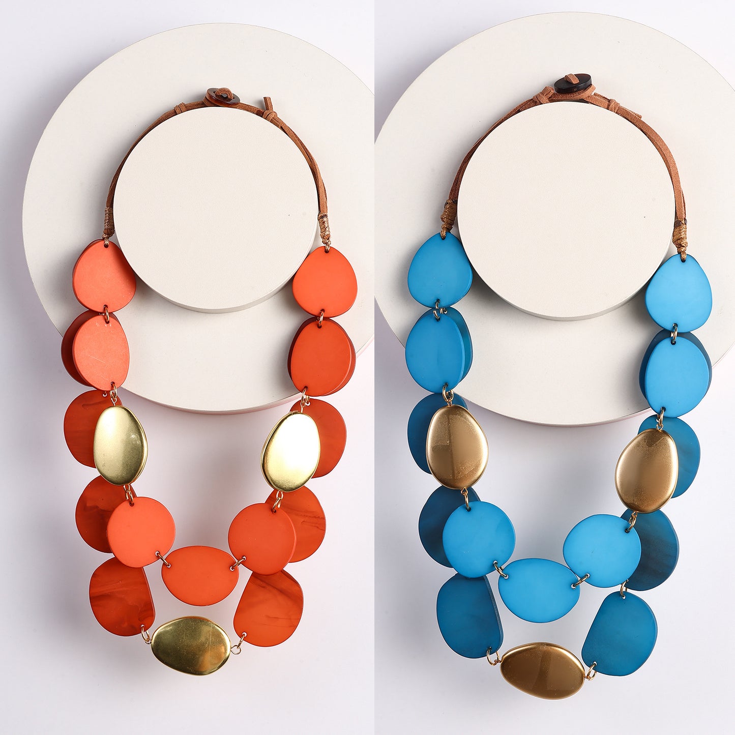 Bohemian Acrylic Necklace - Round Sequined Layered Chain Pendant