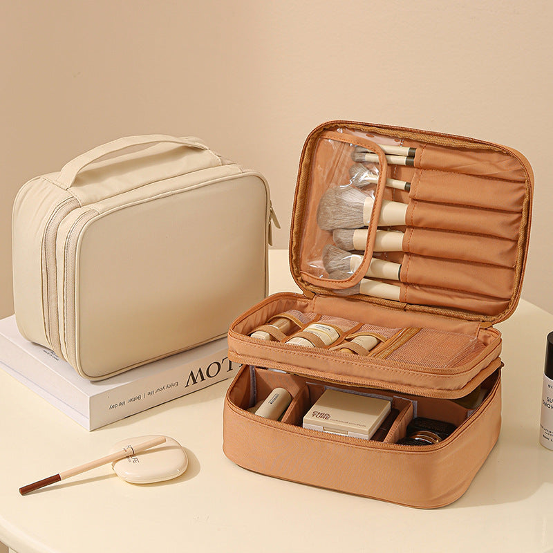 Oxford Cosmetic Travel Bag - Divided Toiletry Organizer with Compartments