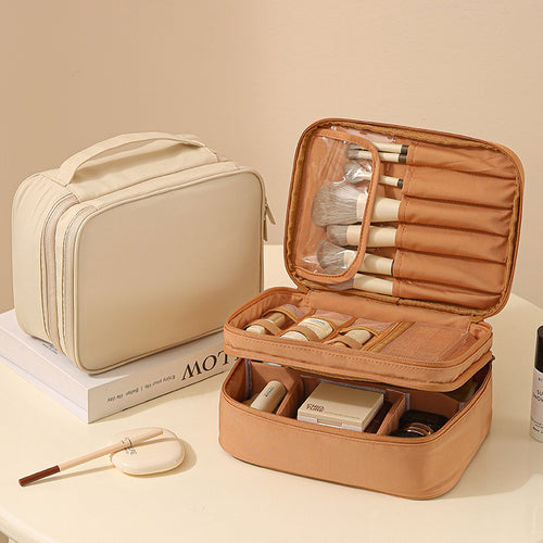 Oxford Cosmetic Travel Bag - Divided Toiletry Organizer with Compartments