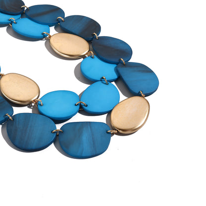 Bohemian Acrylic Necklace - Round Sequined Layered Chain Pendant