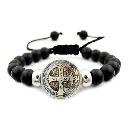 St. Benedict Medal Snap Button Bracelet - Unisex