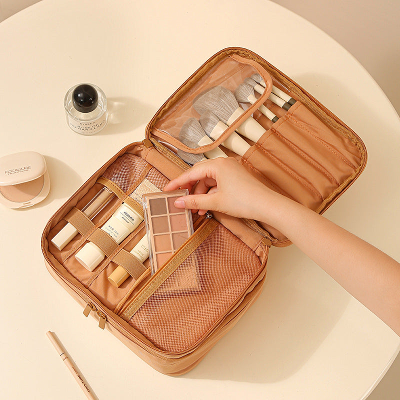 Oxford Cosmetic Travel Bag - Divided Toiletry Organizer with Compartments