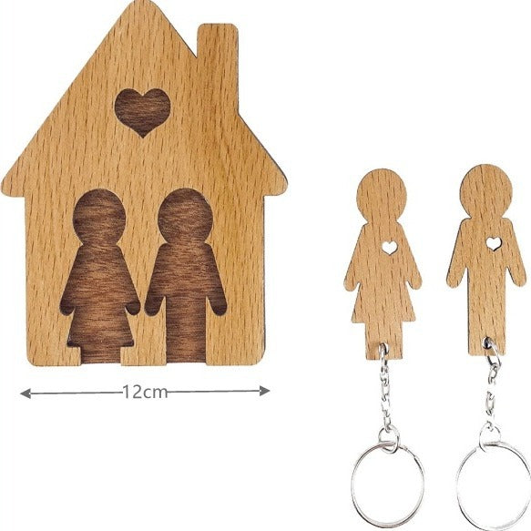 Wooden Key Holder Rack - Couple & Family Design