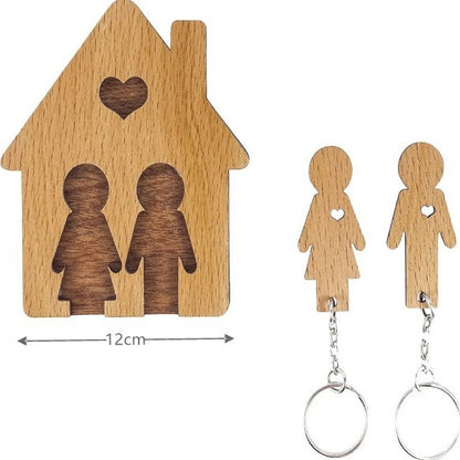 Wooden Key Holder Rack - Couple & Family Design