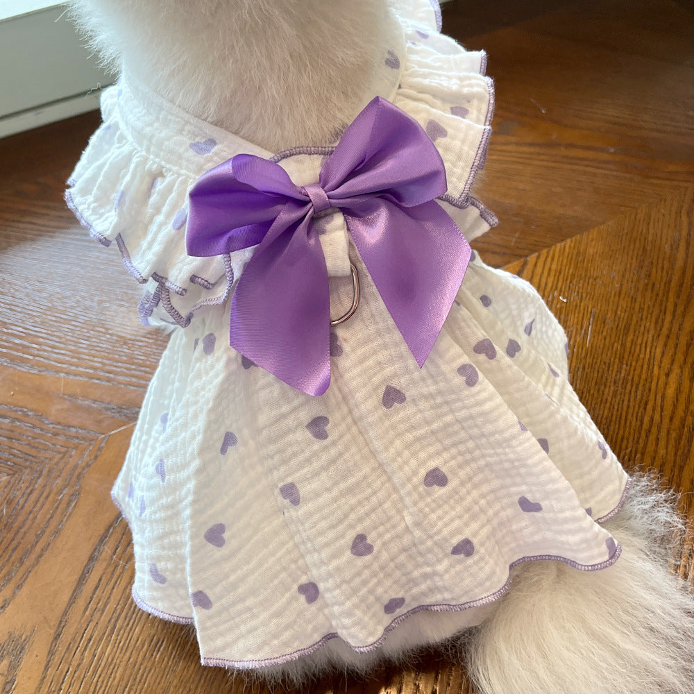 Pet Heart Print Dress - Dog & Cat Clothing