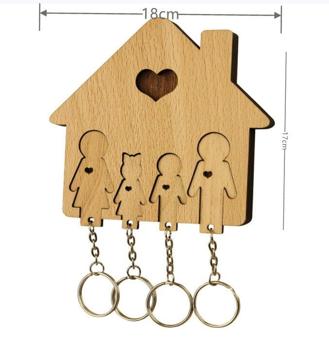 Wooden Key Holder Rack - Couple & Family Design