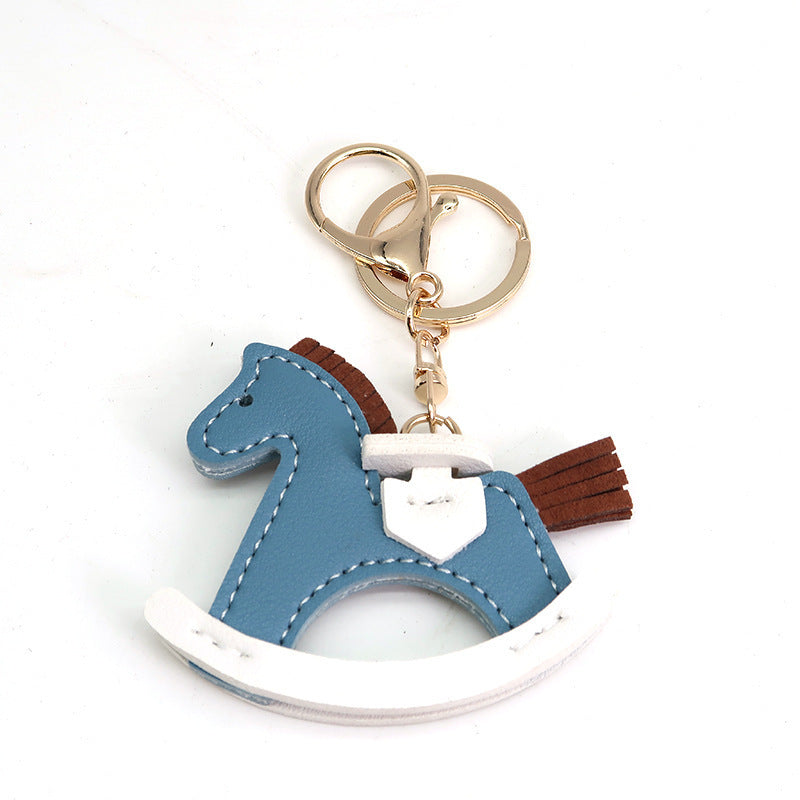 Leather Rocking Horse Keychain - Bag Charm & Key Ring
