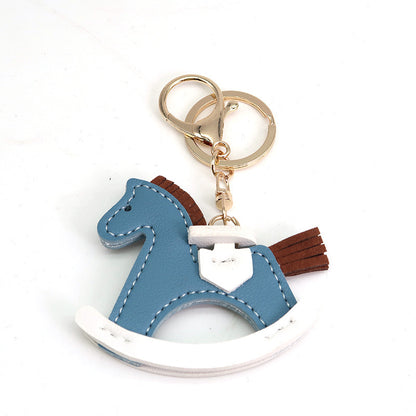 Leather Rocking Horse Keychain - Bag Charm & Key Ring