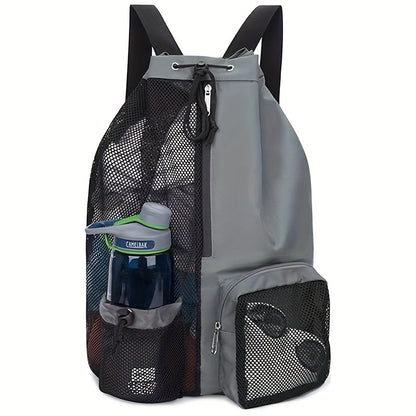 Mesh Swim Beach Bag - Drawstring Backpack with Wet Pocket