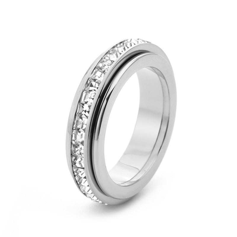 Spinning Diamond Couple Ring - Adjustable Rotating Band