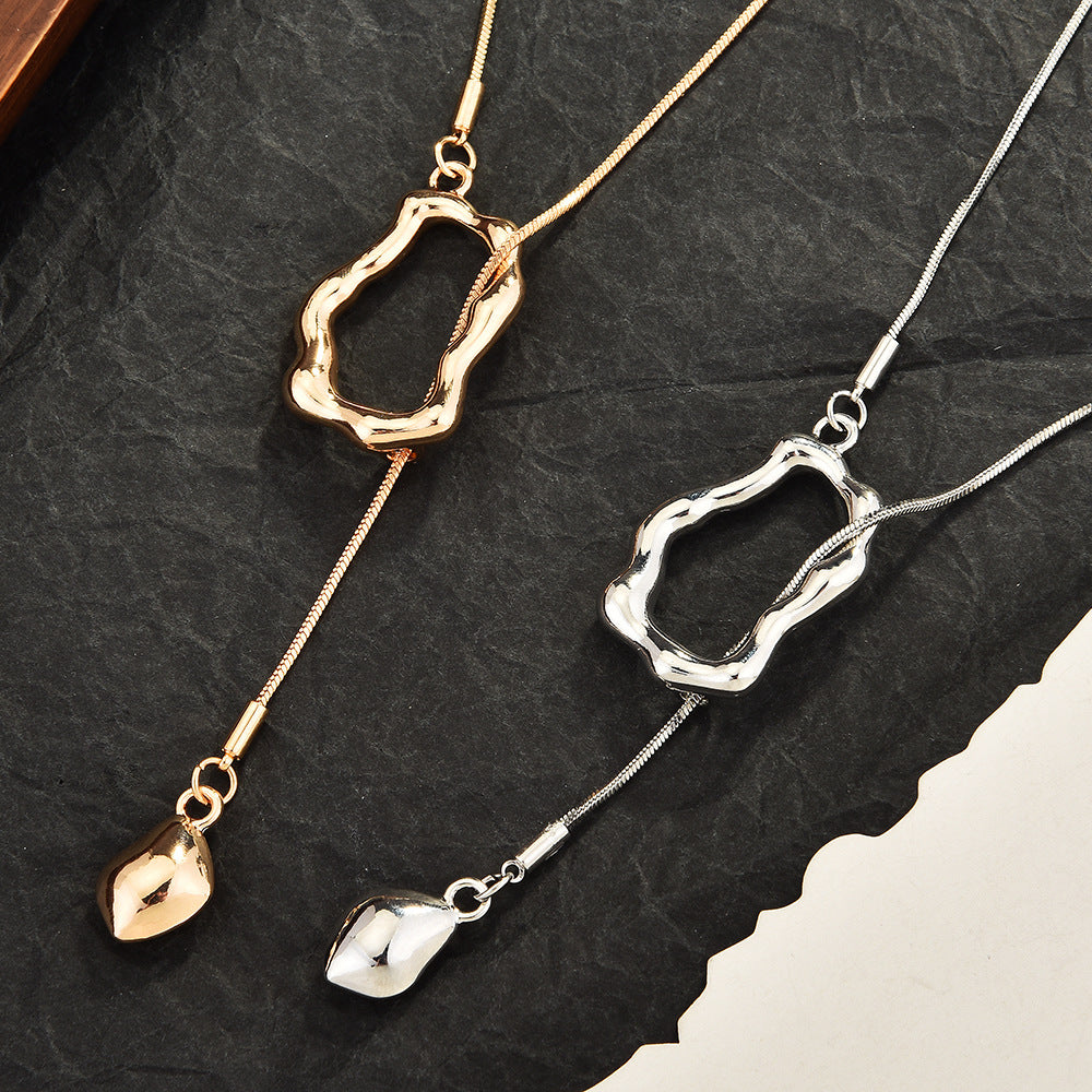 Geometric Hollow Necklace - Irregular Cutout Collarbone Chain