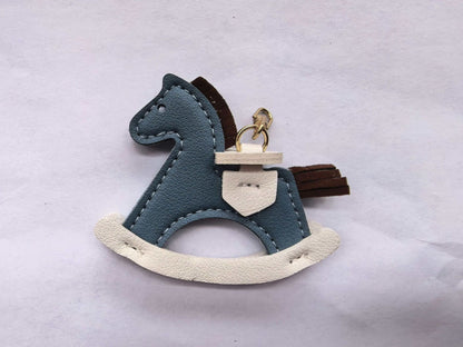 Leather Rocking Horse Keychain - Bag Charm & Key Ring