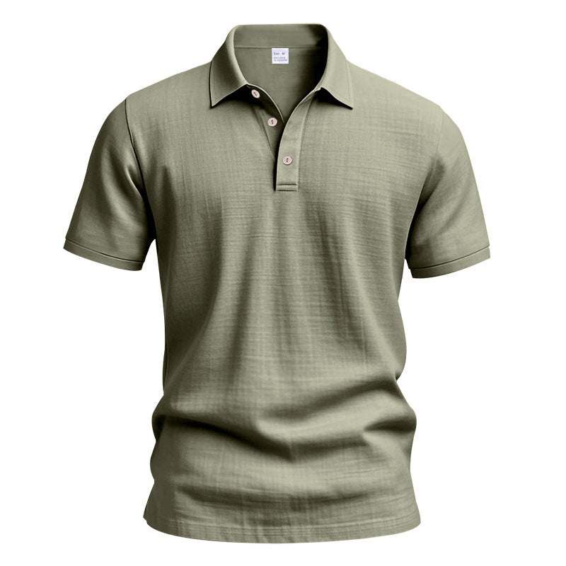 Men's Linen Polo Shirt - Short Sleeve Casual Button Down Summer Top