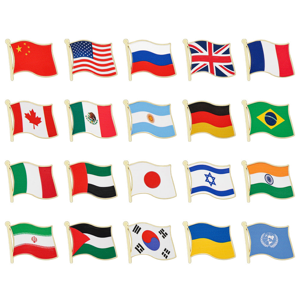 World Flag Country Lapel Pin - Enamel Metal Brooch International