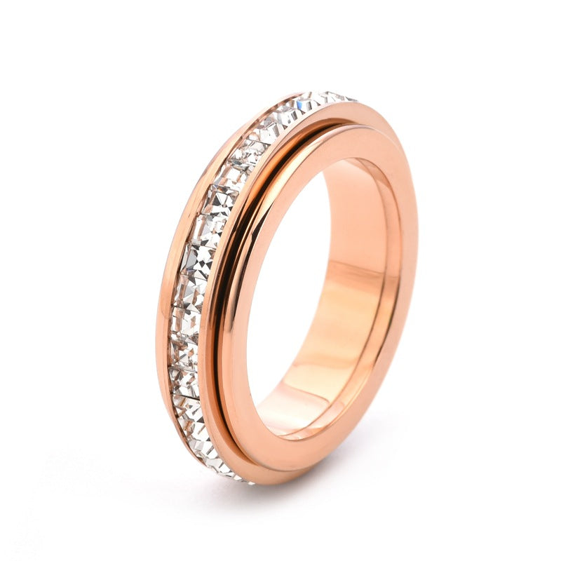 Spinning Diamond Couple Ring - Adjustable Rotating Band