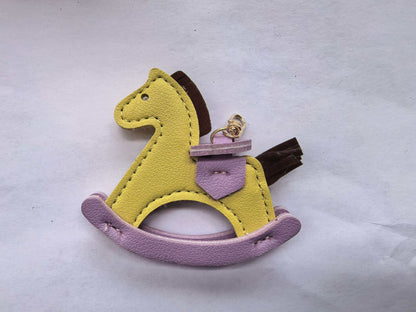 Leather Rocking Horse Keychain - Bag Charm & Key Ring