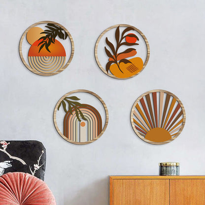 Bohemian Wooden Wall Decor - 4-Piece Hanging Set