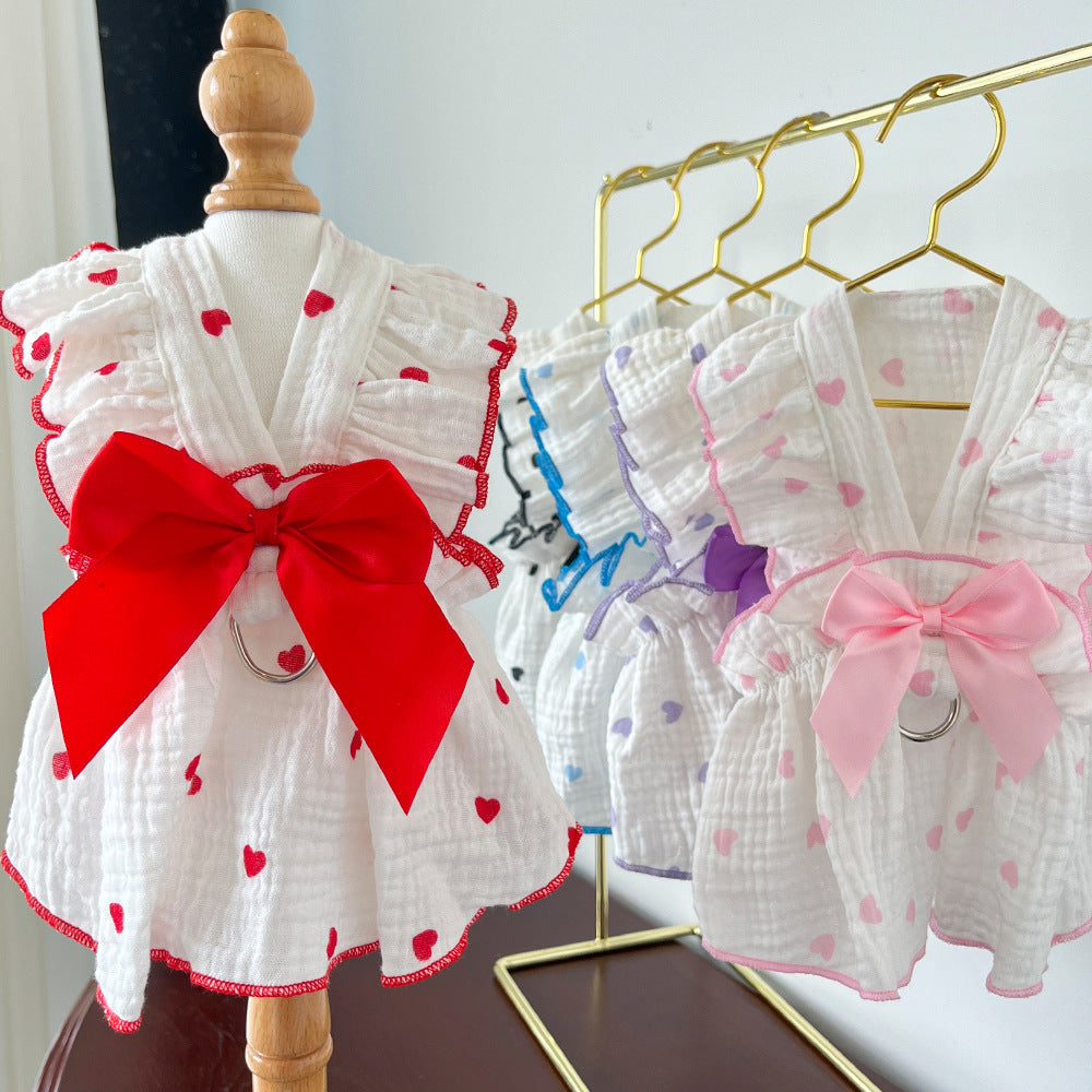 Pet Heart Print Dress - Dog & Cat Clothing
