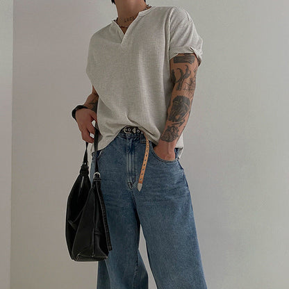 Men's Henley Short Sleeve T-Shirt - Casual Everyday Tee