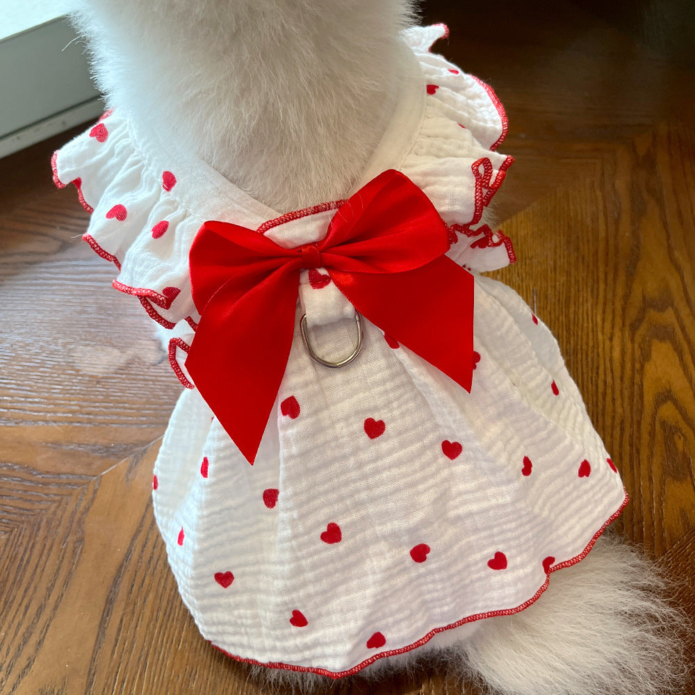 Pet Heart Print Dress - Dog & Cat Clothing