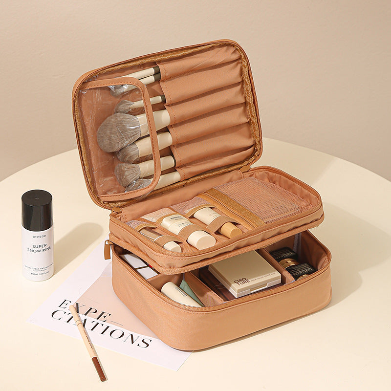 Oxford Cosmetic Travel Bag - Divided Toiletry Organizer with Compartments