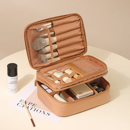 Oxford Cosmetic Travel Bag - Divided Toiletry Organizer with Compartments
