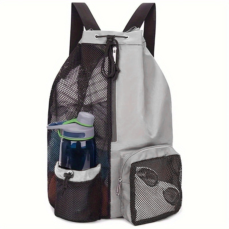 Mesh Swim Beach Bag - Drawstring Backpack with Wet Pocket