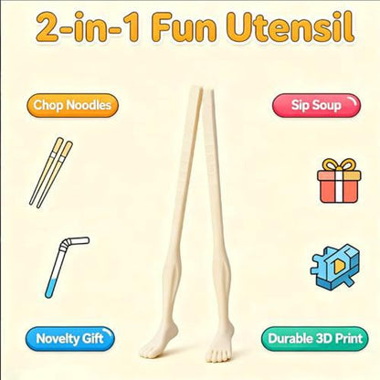Foot Chopsticks with Straw - Novelty Gag Gift