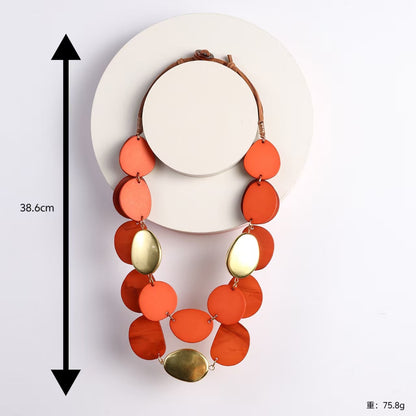 Bohemian Acrylic Necklace - Round Sequined Layered Chain Pendant