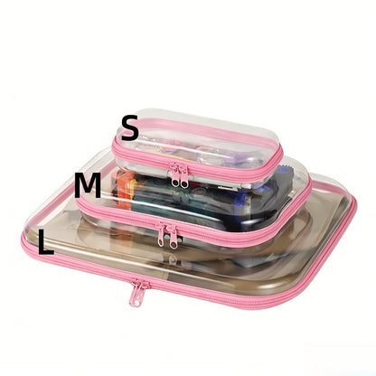 Clear Zipper Storage Bags Set - Multi-Size Waterproof Travel Organizer