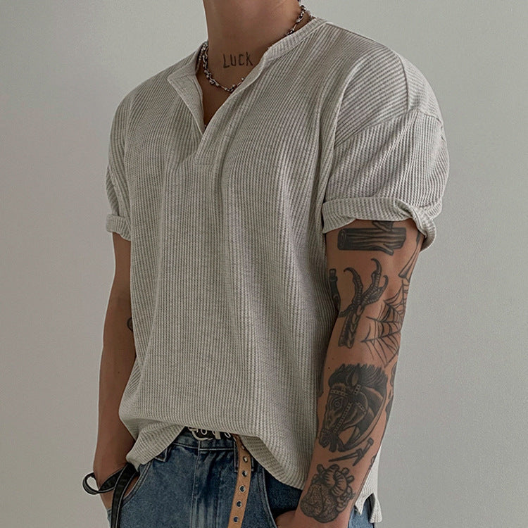 Men's Henley Short Sleeve T-Shirt - Casual Everyday Tee