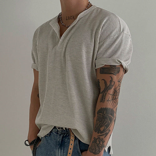 Men's Henley Short Sleeve T-Shirt - Casual Everyday Tee