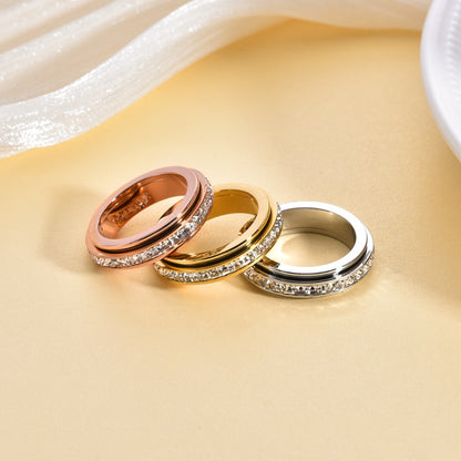 Spinning Diamond Couple Ring - Adjustable Rotating Band