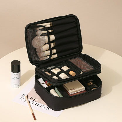 Oxford Cosmetic Travel Bag - Divided Toiletry Organizer with Compartments