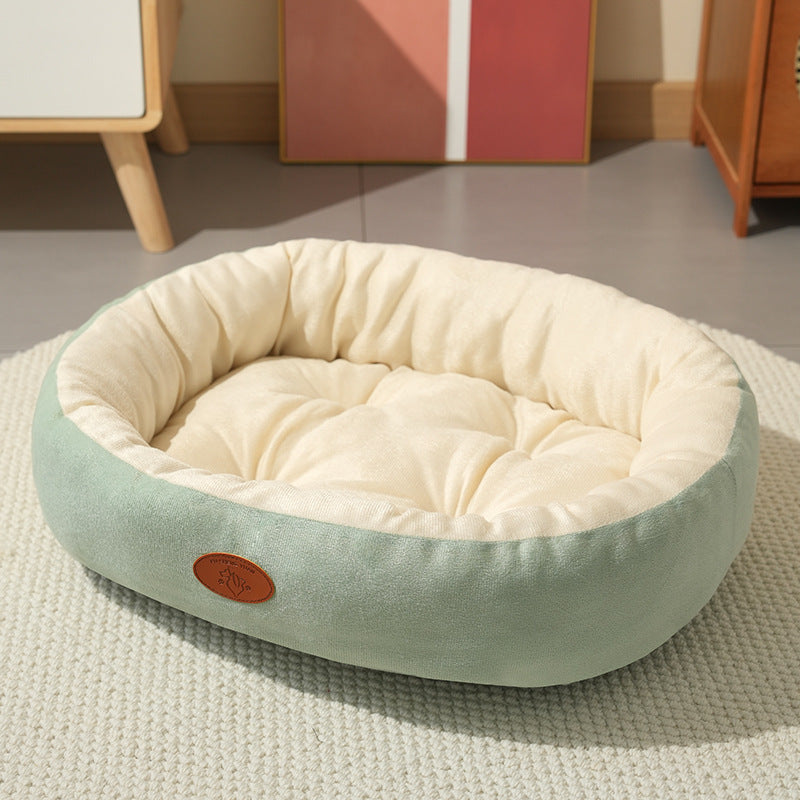 Oval Pet Bed - Plush Dog Bed with Warm Lining - S to XXL