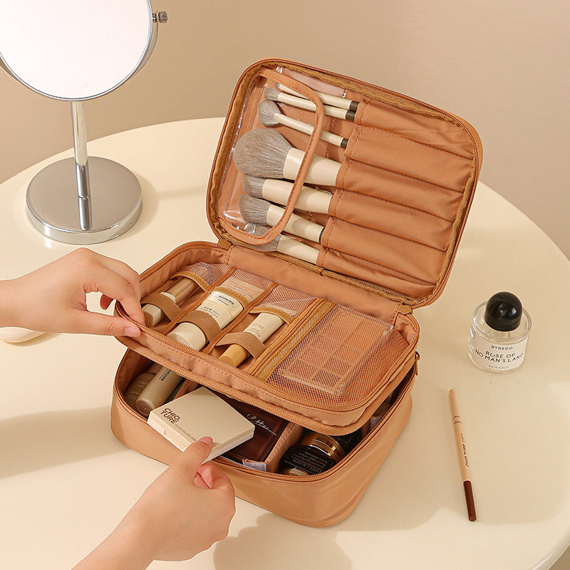 Oxford Cosmetic Travel Bag - Divided Toiletry Organizer with Compartments