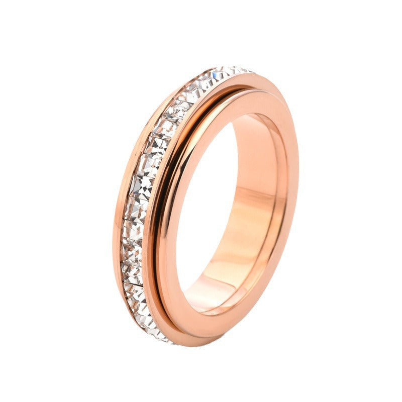Spinning Diamond Couple Ring - Adjustable Rotating Band