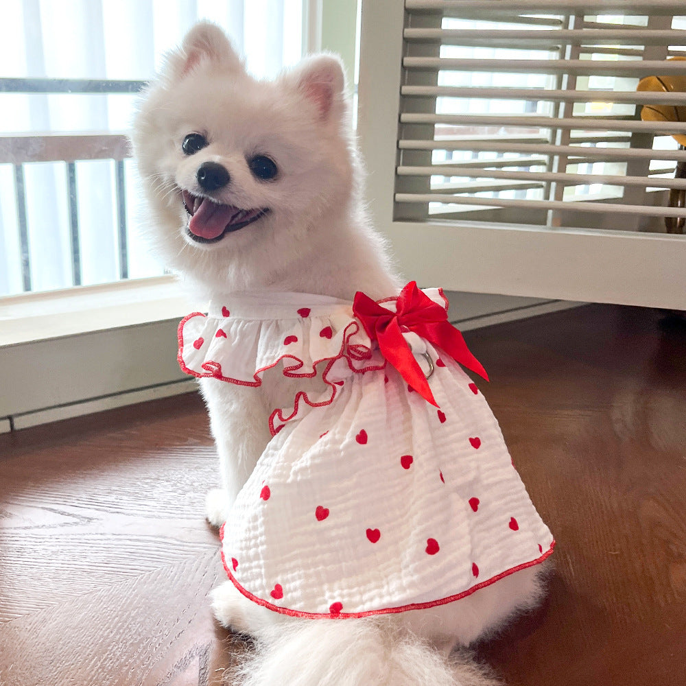 Pet Heart Print Dress - Dog & Cat Clothing