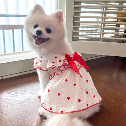 Pet Heart Print Dress - Dog & Cat Clothing