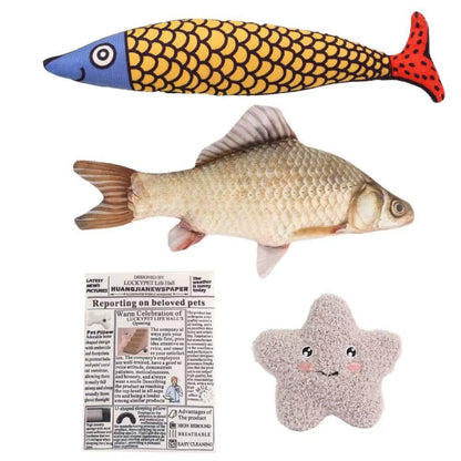 Catnip Cat Toys - Fish & Star Shape Catnip Bags 4-Pack