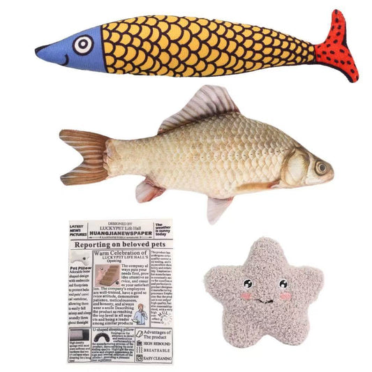 Catnip Cat Toys - Fish & Star Shape Catnip Bags 4-Pack