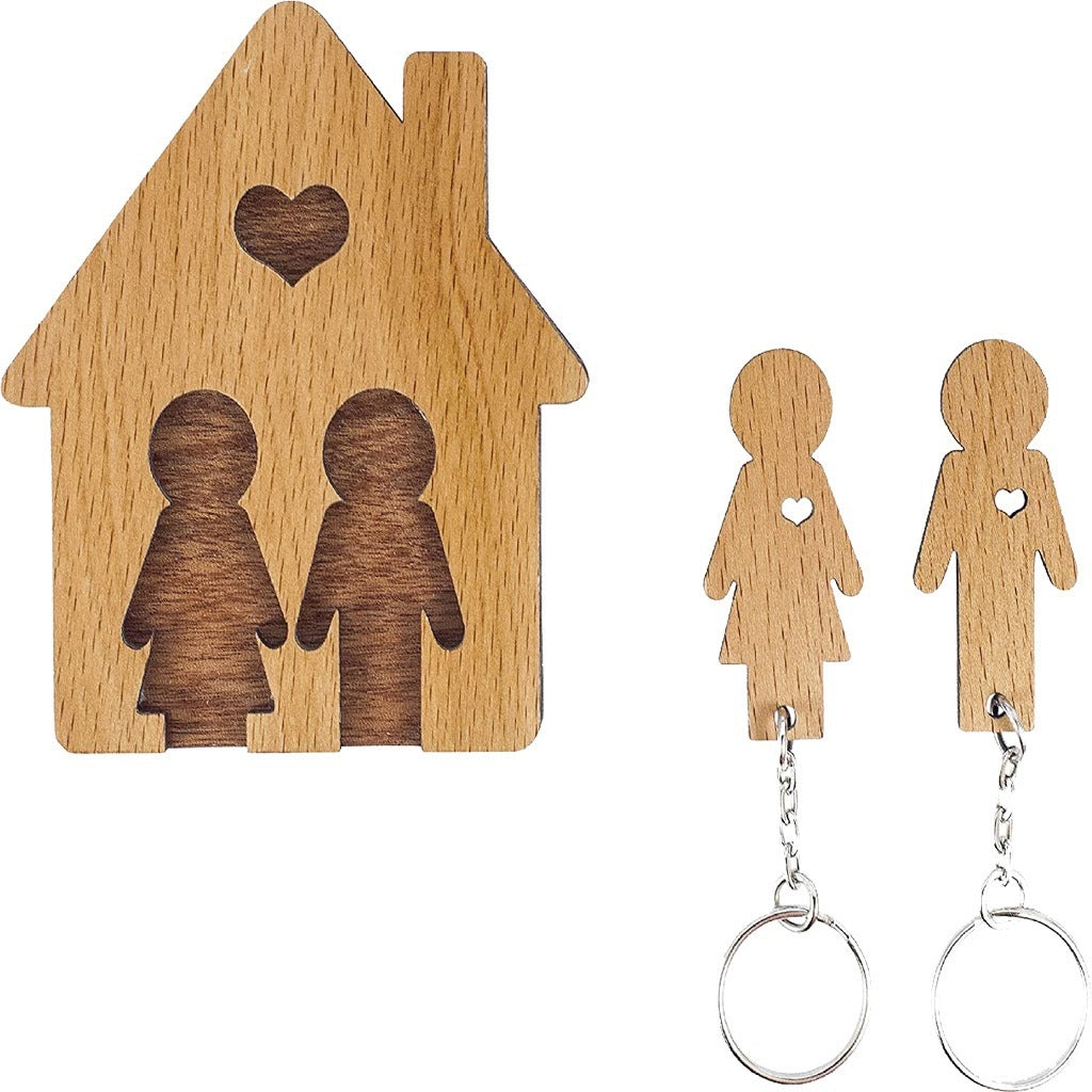 Wooden Key Holder Rack - Couple & Family Design