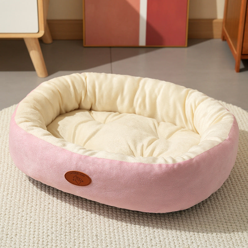 Oval Pet Bed - Plush Dog Bed with Warm Lining - S to XXL
