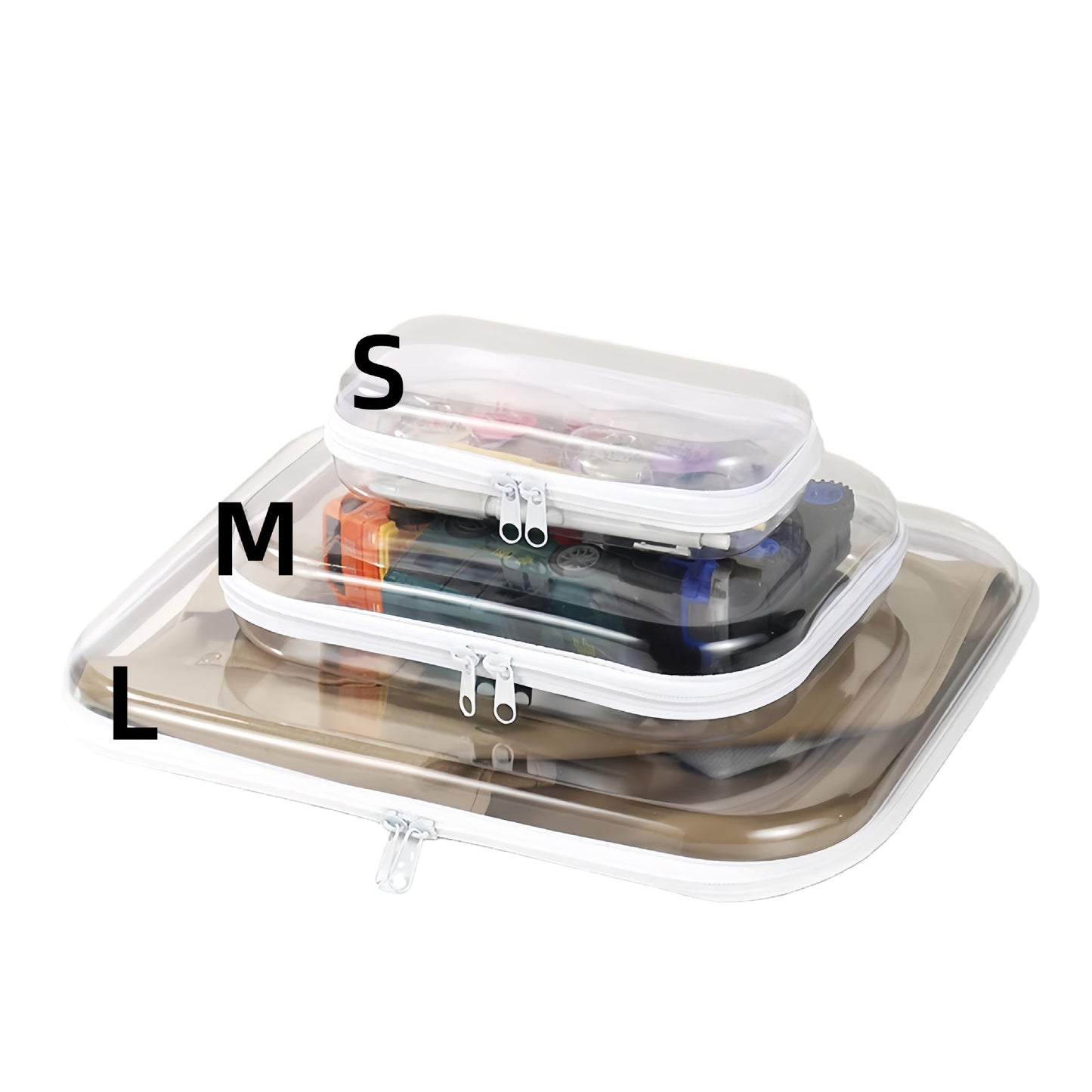 Clear Zipper Storage Bags Set - Multi-Size Waterproof Travel Organizer
