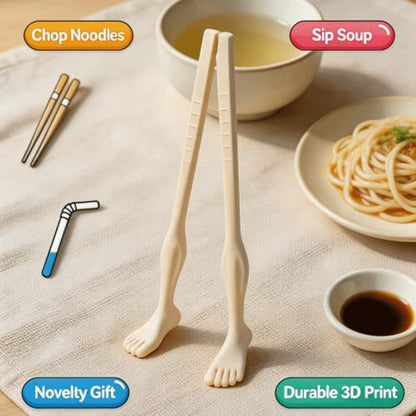 Foot Chopsticks with Straw - Novelty Gag Gift