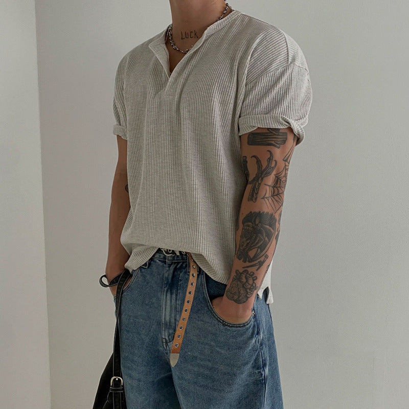 Men's Henley Short Sleeve T-Shirt - Casual Everyday Tee
