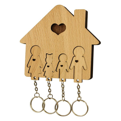 Wooden Key Holder Rack - Couple & Family Design